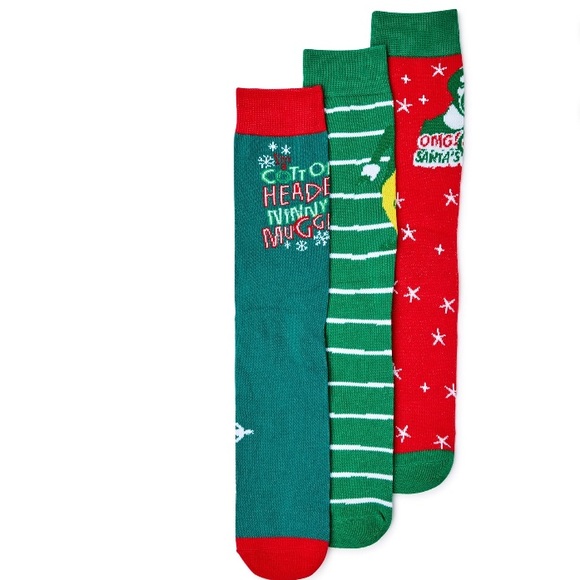 New Elf movie Christmas 3-pack men’s crew socks shoe size 8-12 - Picture 3 of 5